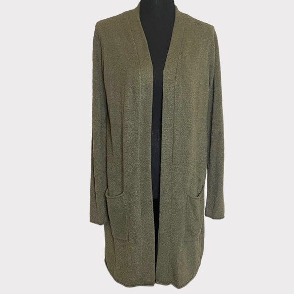 Barefoot Dreams - CozyChic Lite Travel Cardigan - Green - Size Medium - Picture 3 of 8